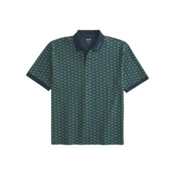 Hollister Polo Shirt Men's Green All Over Print