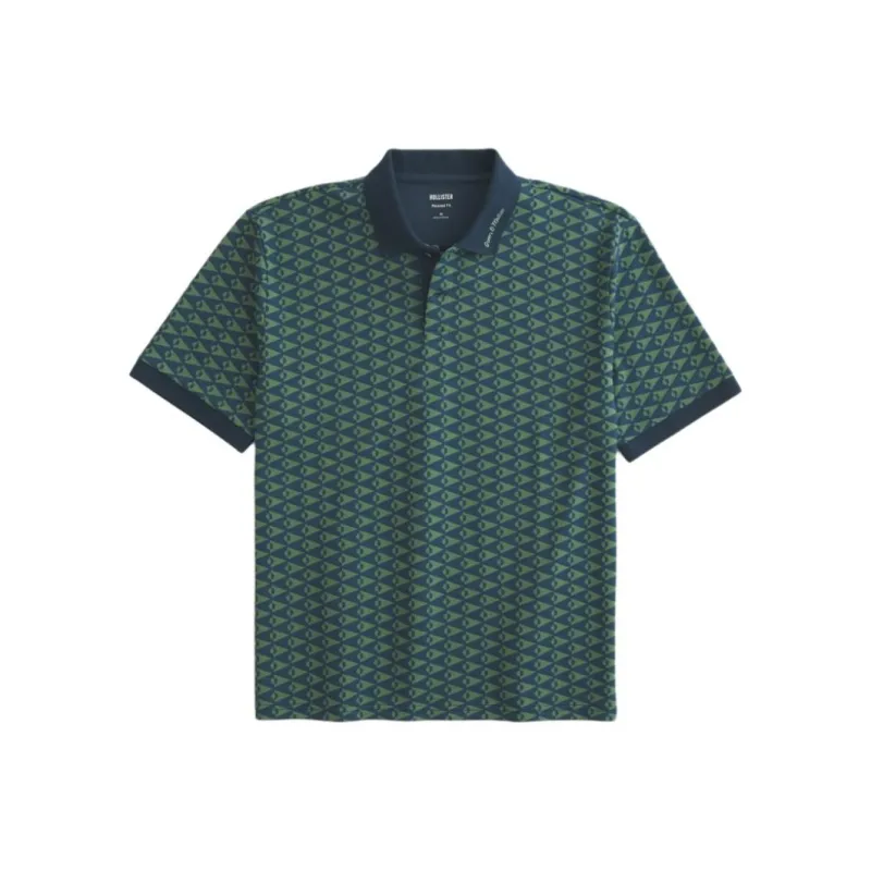 Hollister Polo Shirt Men's Green All Over Print-0