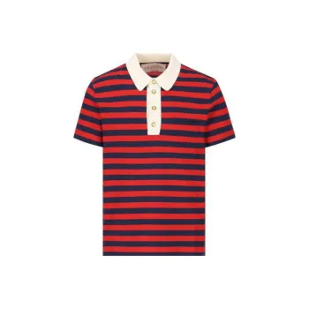 Valentino Striped Button Detailed Polo Shirt