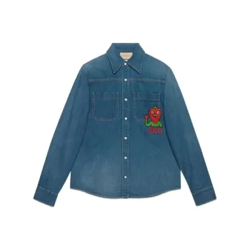 GUCCI Strawberry Patch Denim Jacket