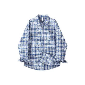 GDRX Shirt Unisex Blue White Plaid Tie Dye