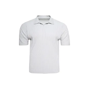Homme Plissé Issey Miyake Pleated Split Neck Polo Shirt