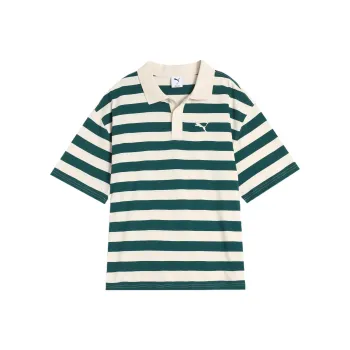 PUMA Striped SS25 WARDROBE ESS Polo Shirt Unisex Green