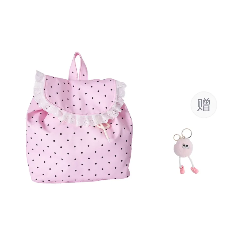 Yalu Nylon Fabric Backpack Unisex Yellow & Pink/White/Ecru/Pink-18