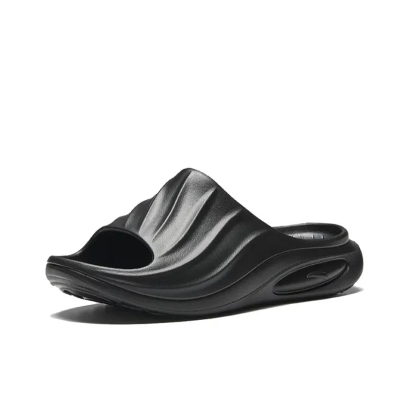 Anta Slip Resistant Abrasion Resistant Massage Slide Slippers Men's Basic Black-1