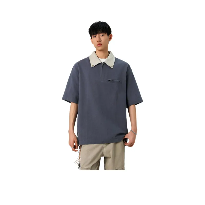 WELTER EXPERIMENT Polo Style Top Unisex Smoke Blue-12