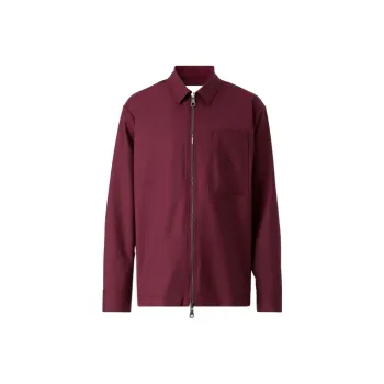 Burberry Logo Detail Wool Zip front Shirt