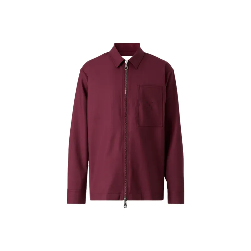 Burberry Logo Detail Wool Zip front Shirt-0