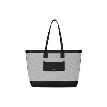 Burberry Canvas With Smooth Calfskin Tote Bag Shopping Bag Handbag Medium Size Women's Black