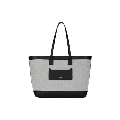 Burberry Canvas With Smooth Calfskin Tote Bag Shopping Bag Handbag Medium Size Women's Black