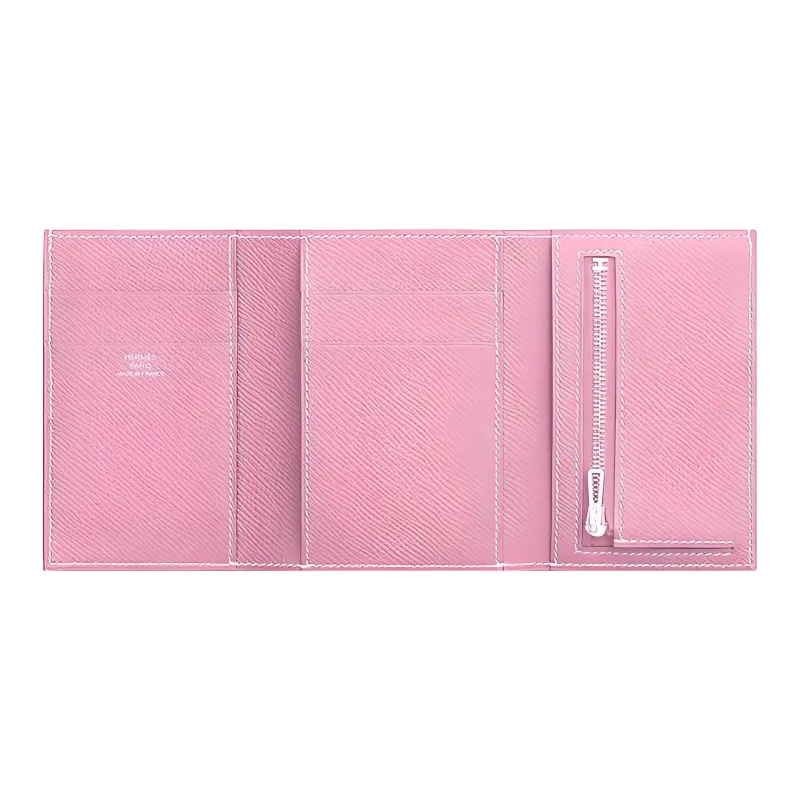HERMES Bearn Epsom Calfskin Wallet Women's 3Q Rose Sakura Cherry Blossom Pink-1