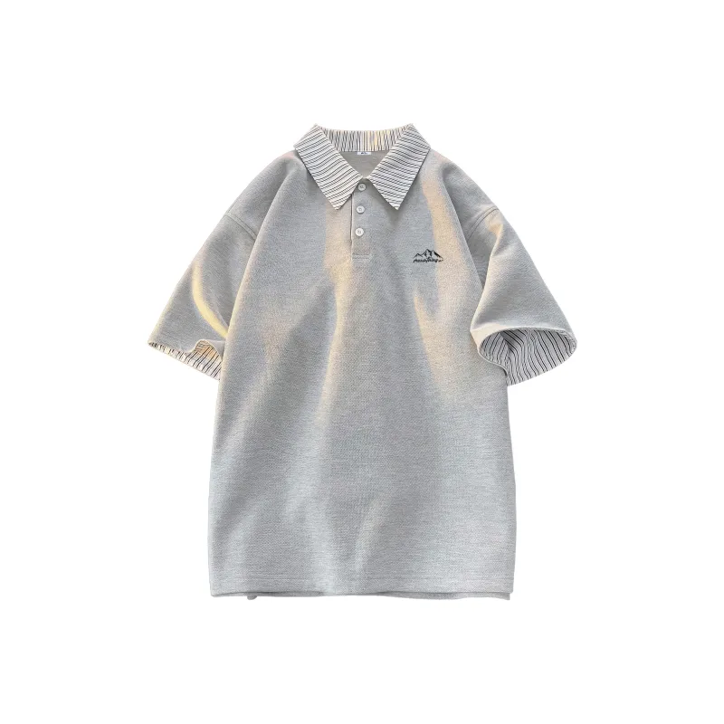 Warrior Huichao Riding The Wind Collection Polo Shirt Unisex Heather Gray-4