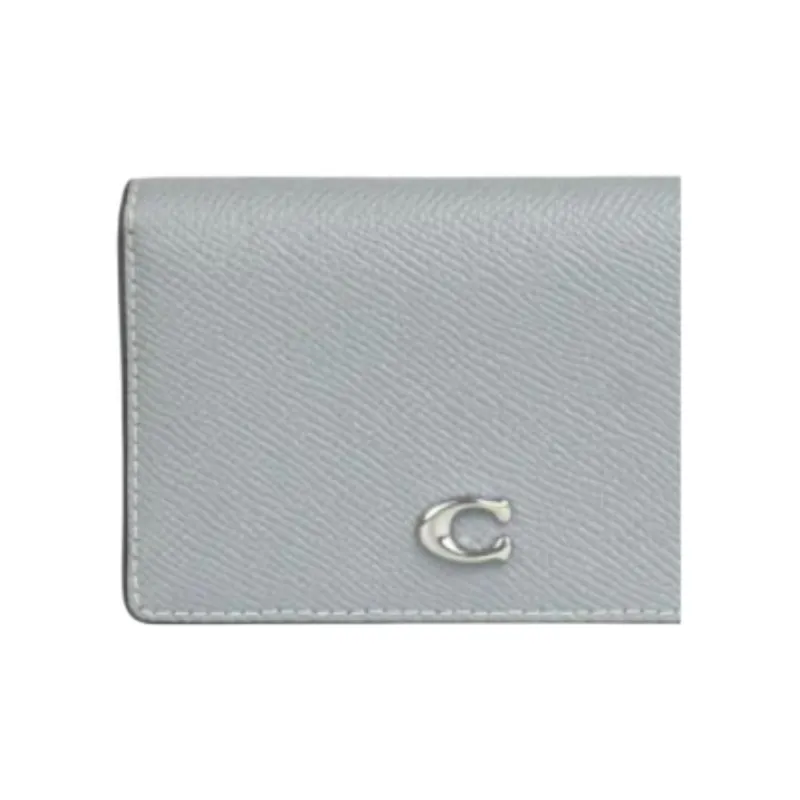 COACH Leather Coin Purses Wallets Women's Gray Blue-4