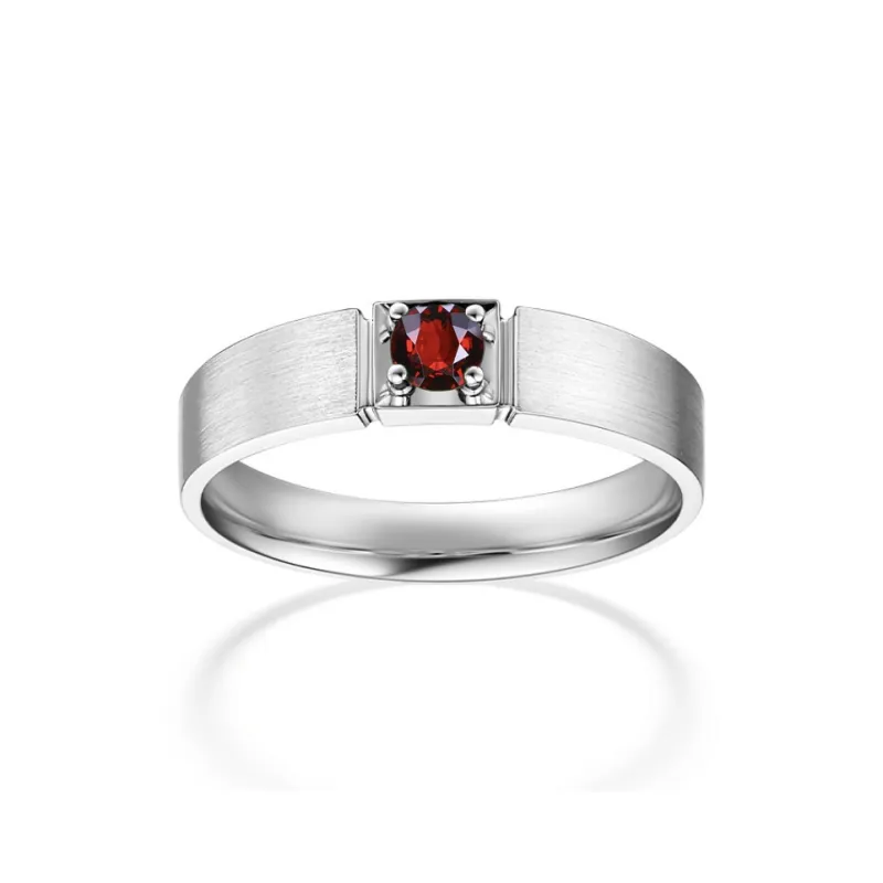 AIDAQIAN Natural S925 Silver Garnet Rings Unisex-1
