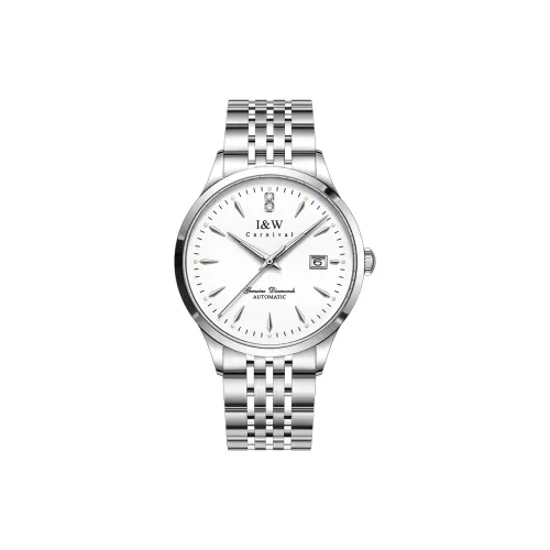 I&W CARNIVAL HWGUOJI Automatic/Manual Mechanical Movement Stainless Steel Strap Men's Watches White Dial