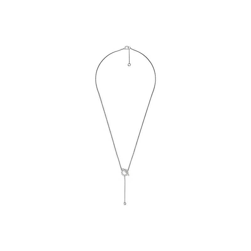 HERMES White Gold Cord Necklace Women's-1