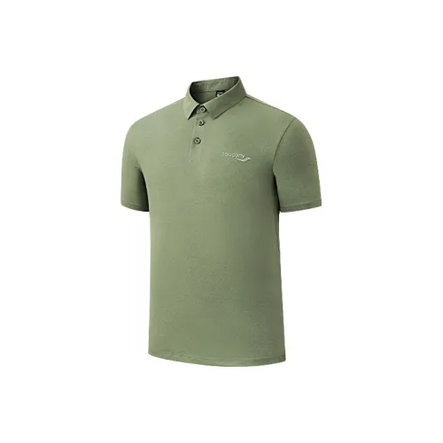 Saucony Polo Shirts Men Cream Army Green