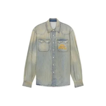 KENZO Drawn Varsity Denim Western Shirt