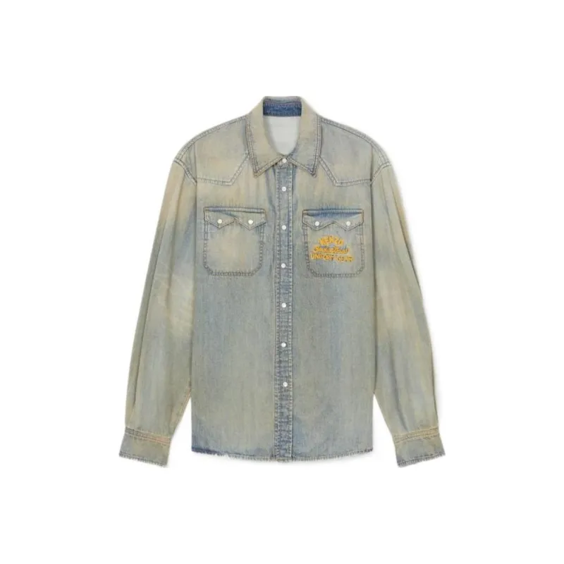 KENZO Drawn Varsity Denim Western Shirt-0