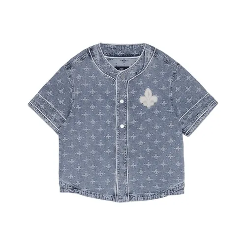 Palladium Shirt Unisex Denim Blue Iris Flower All Over Print