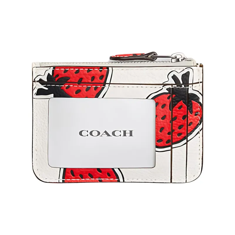 COACH Skinny Id Case Leather Slim Document Bag, Card Holder Mini Women's Chalk Multicolor-1