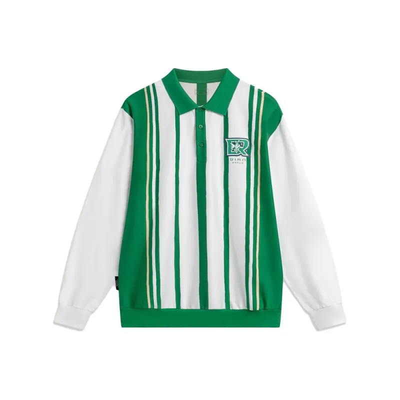 LiNing Sports Life Collection Polo Shirt Men's Scallion Green Standard White Almond Card-0