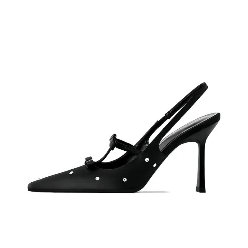 ROBINHOOD Purple Moon Galaxy Box Slim Heel High Heels Women's Black-0