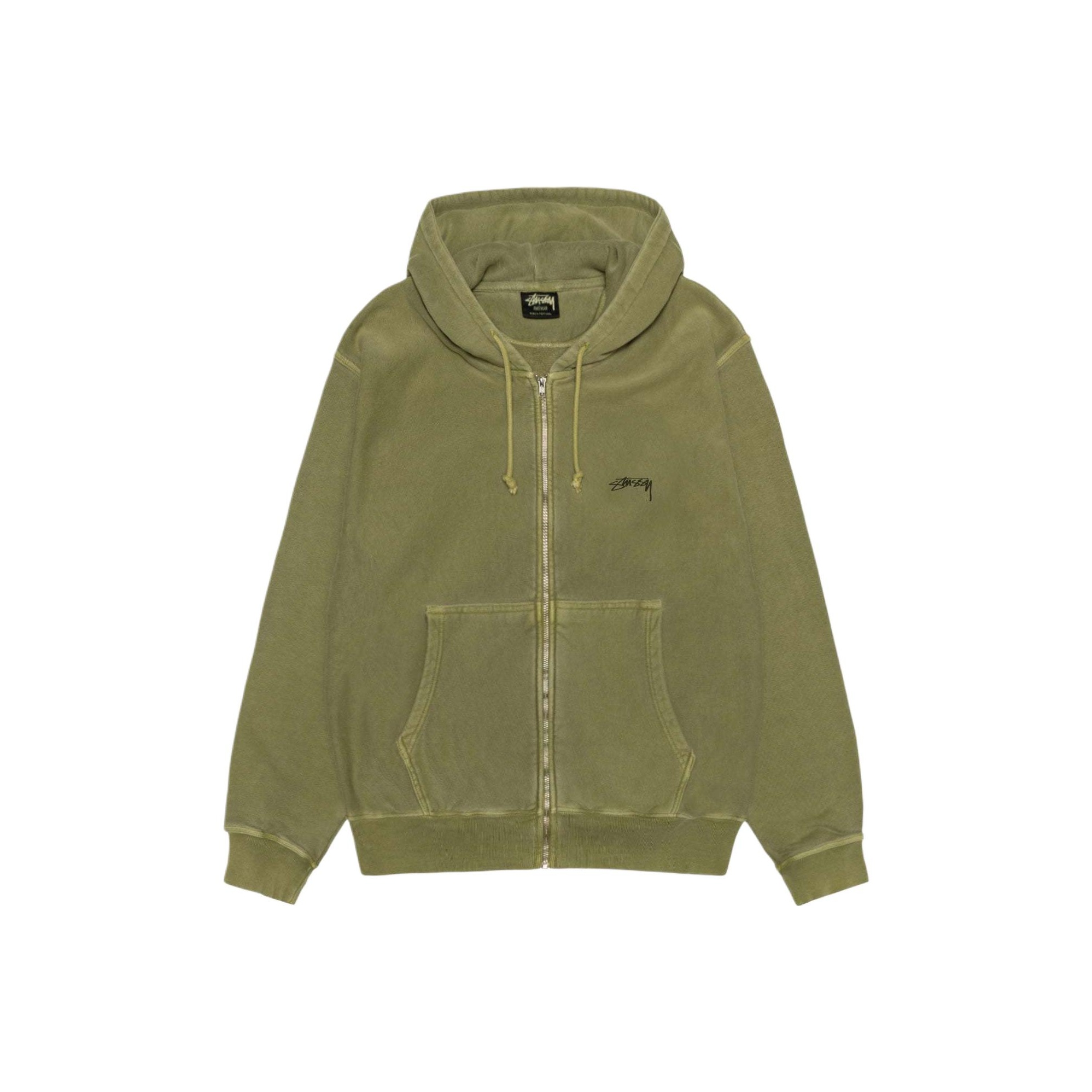 Stussy Smooth Stock Pigment Dyed Zip Hoodie Black L - POIZON
