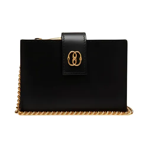 BALLY Calfskin Shoulder Bag Crossbody Bag Card Holder Women's Black