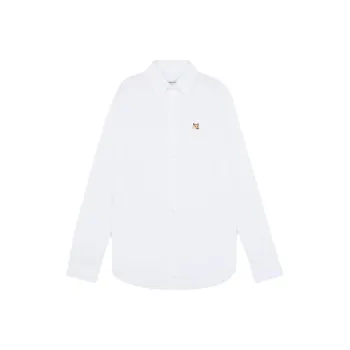 Maison Kitsune Fox Head Embroidered Long Sleeved Shirt