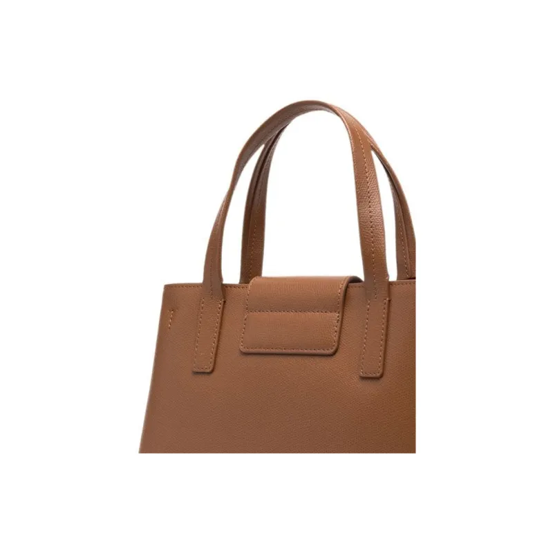 Furla Leather Twist Lock Bag Tote Bag Shopping Bag Handbag Shoulder Bag Women's Tan-2
