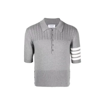 THOM BROWNE 4 Bar Stripe Knit Polo Shirt