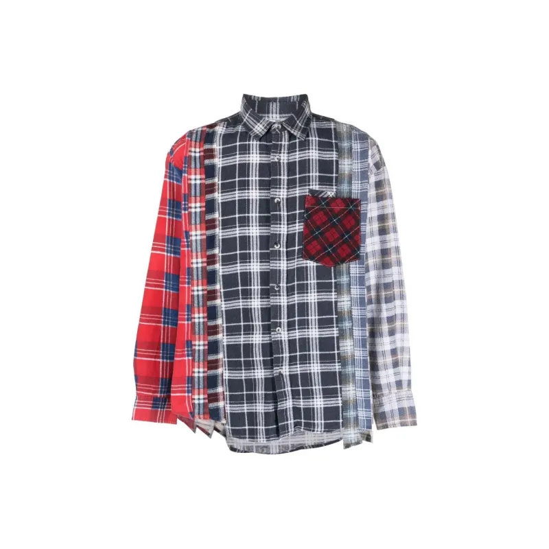 Needles Flannel Shirt 7 Cuts Wide Reflection Shirt-0