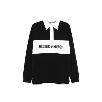MOSCHINO Button Detailed Long Sleeved Polo Shirt