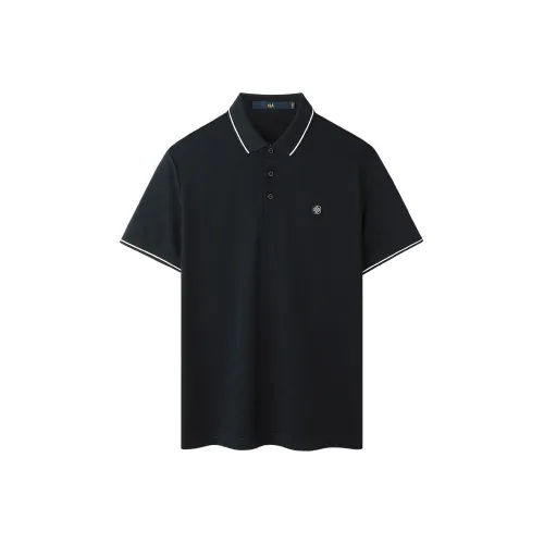 HLA Polo Shirts Men Navy Blue Pattern J4