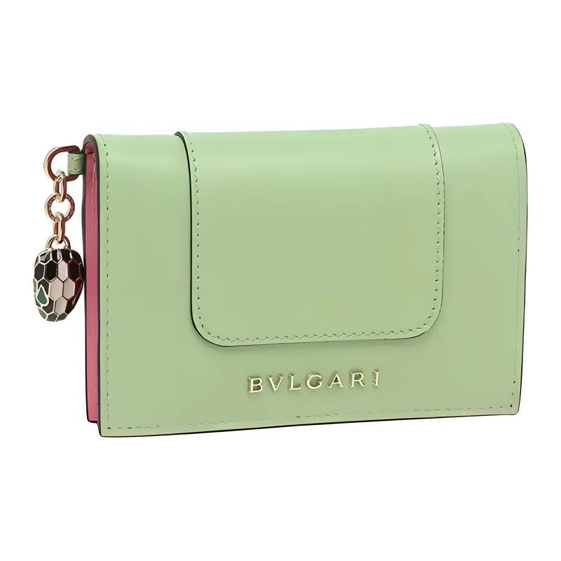 BVLGARI SERPENTI Cow Leather Card Holder Regular Women's Green-0
