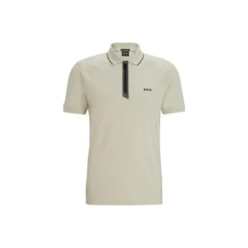 HUGO BOSS Zip Placket Stretch Slim Fit Polo Shirt