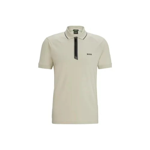 HUGO BOSS Zip Placket Stretch Slim Fit Polo Shirt