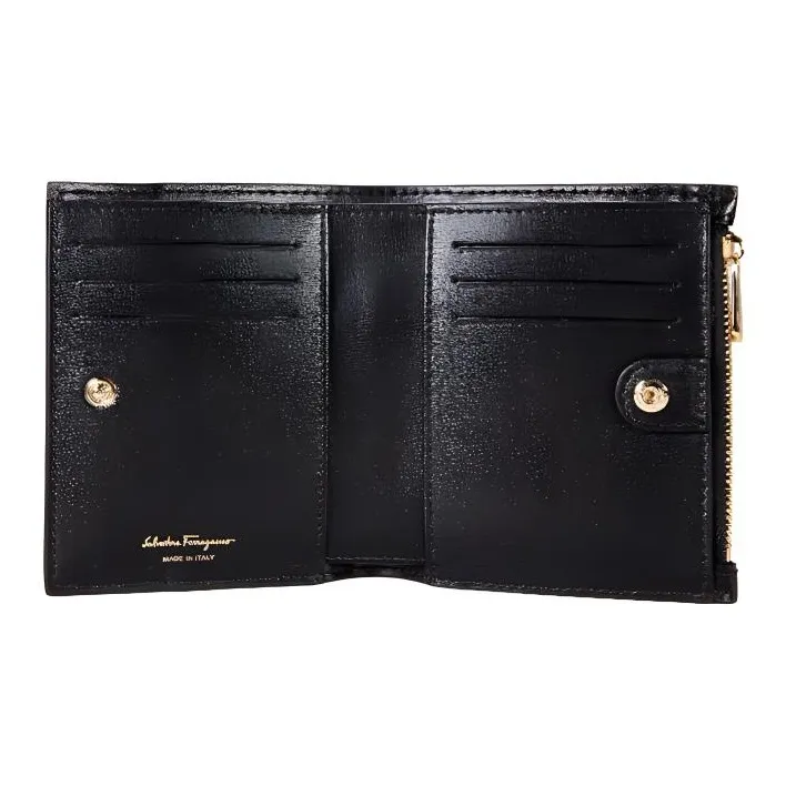 FERRAGAMO Leather Wallet Women's Black-4