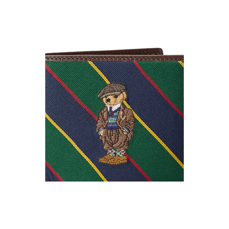 Polo Ralph Lauren Fabric Cow Leather Patchwork Wallet Men's Green/Dark Blue-3