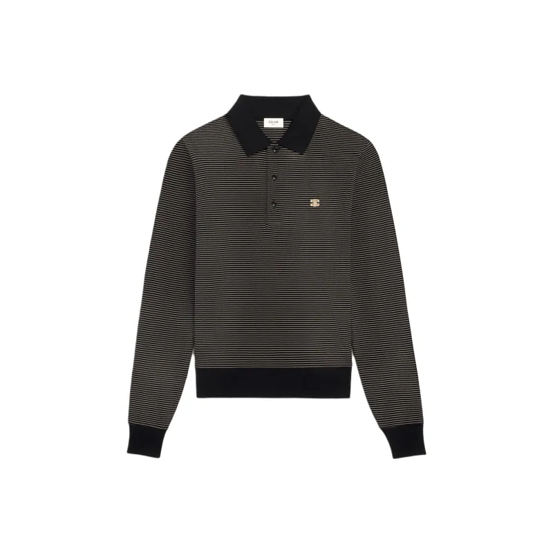 CELINE Triomphe Polo Shirt In Striped Jersey-0