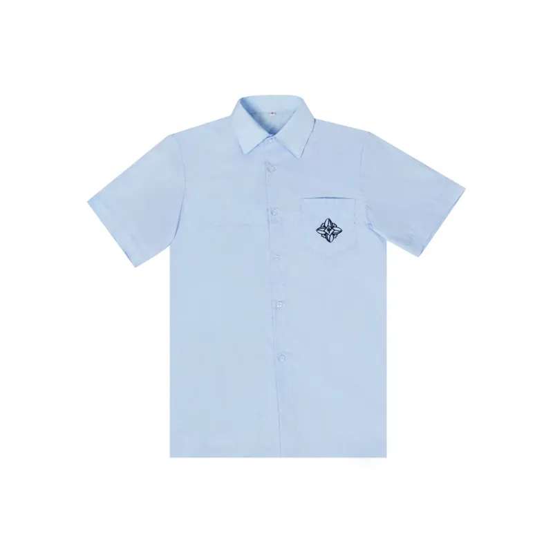 MUCUNSHU Shirts Men Napa Medium Blue Short Sleeved Shirt-0