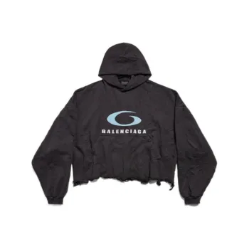 Balenciaga Loop Sports Icon Destroyed Cropped Hoodie