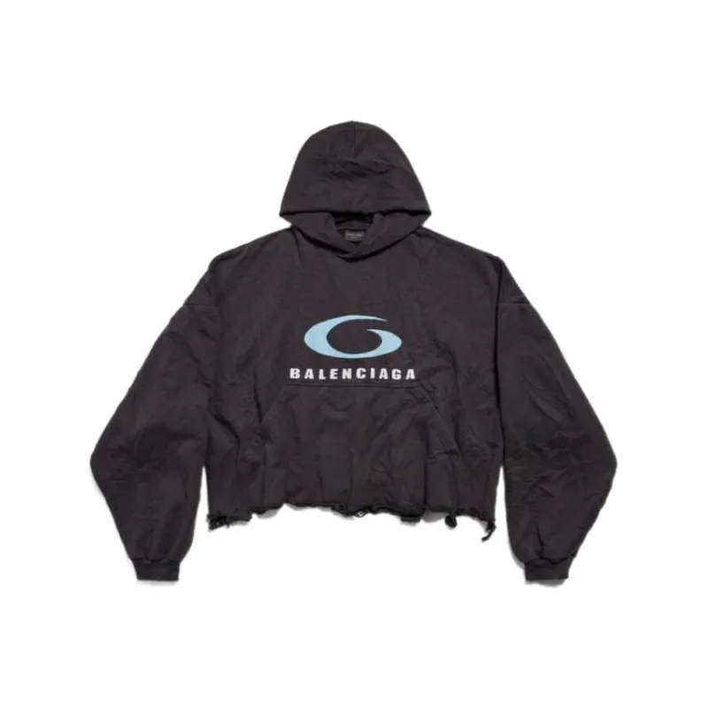 Balenciaga Loop Sports Icon Destroyed Cropped Hoodie-0