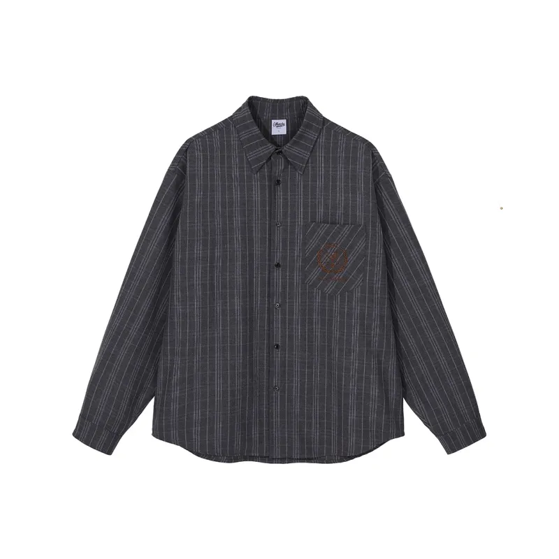 MATCHA STORY College Series Shirts Unisex Gray Plaid-0