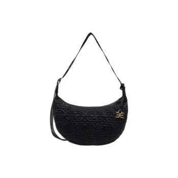 SAM EDELMAN Fabric Shoulder Bag, Crossbody Bag Medium Size Women's Black/Ivory White/Blue