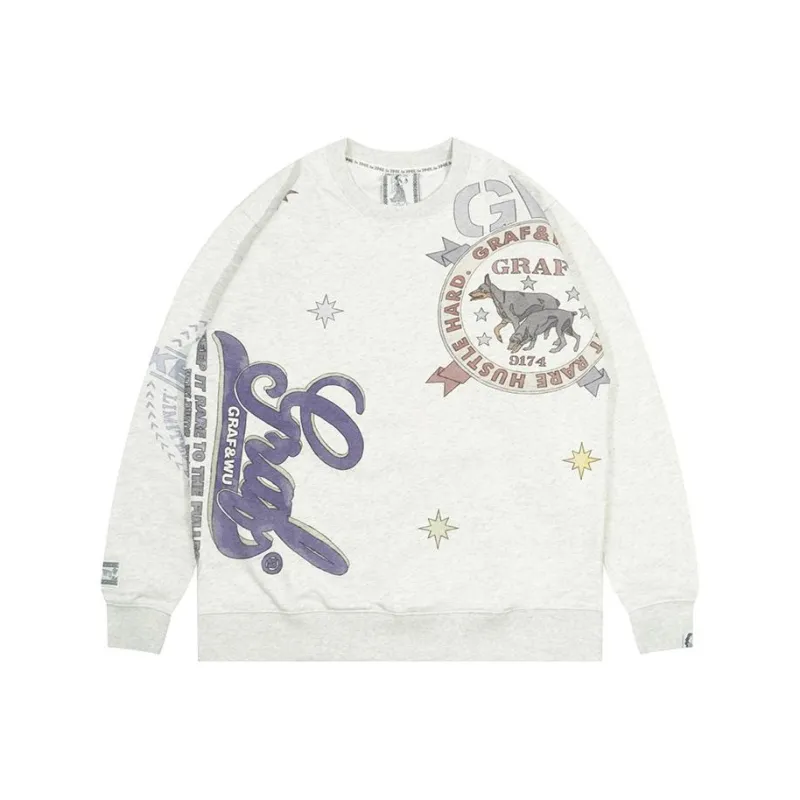 GRAF Sweatshirt Unisex Gray And White Watercolor Doberman Crewneck Sweatshirt-0