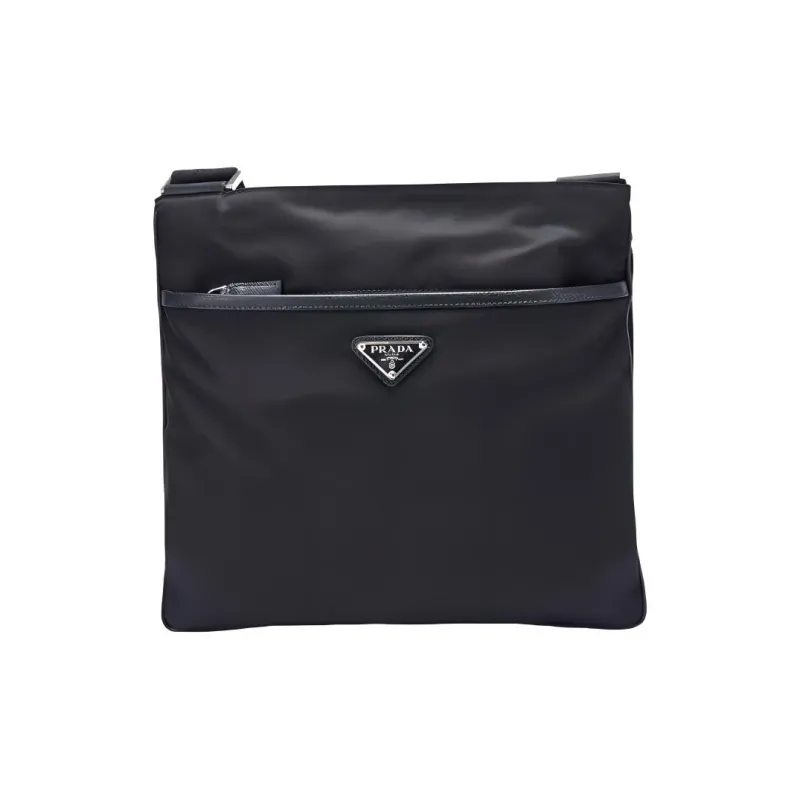 PRADA Nylon Fabric Messenger Bag Shoulder Bag Crossbody Bag Men's Black-0