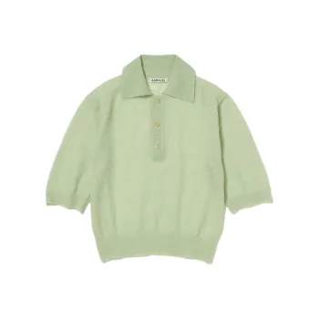 Auralee Kid Mohair Sheer Knit Polo