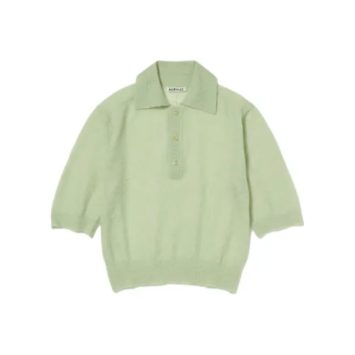Auralee Kid Mohair Sheer Knit Polo